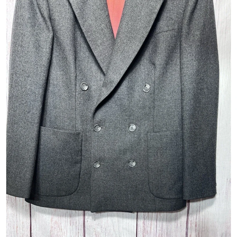 JG Hook Women’s Vintage Blazer Charcoal Red 100% Wool Size 8